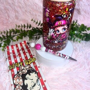 Betty Boop inspired Glitter cup custom pen and sock set